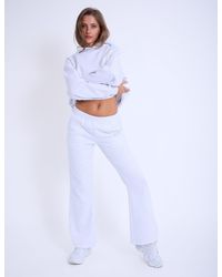 Public Desire - Kaiia Bubble Logo Wide Leg Sweat Pants Light Grey Marl & Rainbow - Lyst