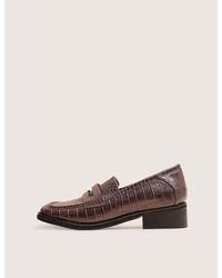 Public Desire - Decaf Brown Croc Square Toe Penny Loafer - Lyst