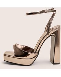 Public Desire - Resist Pewter Metallic Peep Toe Barley There Platform Heels - Lyst