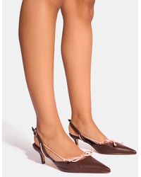 Public Desire - Rai Chocolate Bow Detail Slingback Court Mid Heels - Lyst
