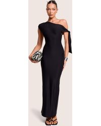 Public Desire - Knot Detail Asymmetric One Shoulder Luxe Slinky Maxi Dress Black - Lyst