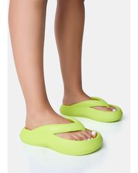 Public Desire - Guilty Lime Chunky Toe Post Slider Sandals - Lyst