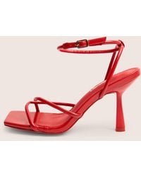 Public Desire - Bree Red Pu Barely There Square Toe Mid Stiletto Heels - Lyst