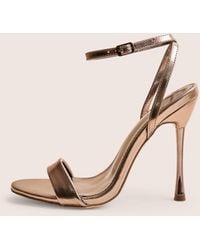 Public Desire - Soho Pewter Metallic Barely There Strappy Stiletto Heels - Lyst