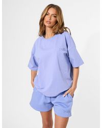 Public Desire - Kaiia Embossed Logo Oversized Tee Cornflower Blue - Lyst