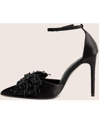 Public Desire - Verde Black Ankle Strap Bow Detail High Heels - Lyst