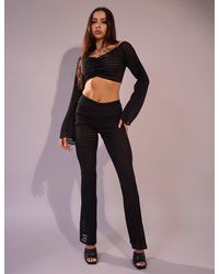 Public Desire - Laddered Mesh Straight Leg V Waist Pants Black - Lyst