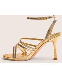 Public Desire - Free Spirit Wide Fit Gold Strappy Round Toe Mid Heels - Lyst