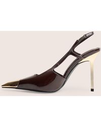 Public Desire - Reset Brown Patent Sling Back Toe Cap High Heel - Lyst
