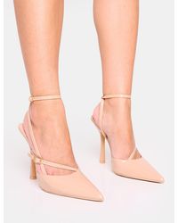 Public Desire - Idol Nude Patent Buckle Strappy Detail Stiletto Pointed To Court High Heels - Lyst