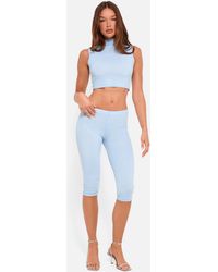Public Desire - Hotfix High Waist Luxe Slinky Capri Pants Blue - Lyst