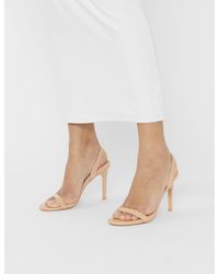 Public Desire - Barely Nude Patent Round Toe Slingback Stiletto Heels - Lyst