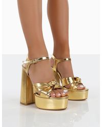 Public Desire Kiss Gold Pu Platform Sandal High Heels - Metallic