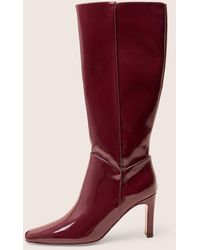Public Desire - Pose Burgundy Hi Shine Zip Up Knee High Slim Block Heeled Boots - Lyst