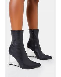 Public Desire - Ohio Black Pu Perspex Wedge Pointed Toe Ankle Boots - Lyst