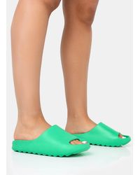 Public Desire - Brady Jade Green Rubber Flat Slider Sandals - Lyst