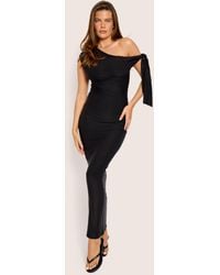Public Desire - Knot Detail Asymmetric One Shoulder Luxe Slinky Maxi Dress Black - Lyst