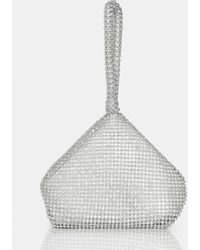 Public Desire - The Marilyn Silver Diamante Mini Pouch Party Bag - Lyst