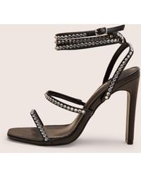 Public Desire - Ultra Chic Wide Fit Black Diamante Strappy Square Toe Slim Block Illusion Heel - Lyst