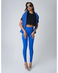 Public Desire - Ribbed High Waisted Leggings Cobalt Blue - Lyst