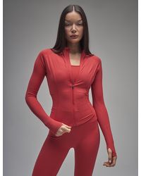 Public Desire - Kaiia Sculpt Long Sleeve Zip Through Fitted Jacket Red - Lyst