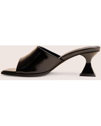 Public Desire - Romi Black Patent Mule Square Toe Flared Block Mid Heels - Lyst