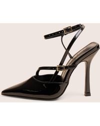 Public Desire - Idol Black Patent Buckle Strappy Detail Stiletto Court High Heels - Lyst