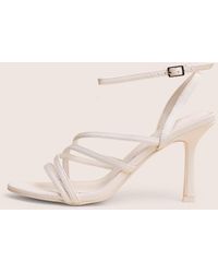 Public Desire - Free Spirit White Strappy Round Toe Mid Heels - Lyst