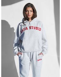 Public Desire - Kaiia Studio Oversized Hoodie Light Grey Marl & Red - Lyst