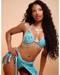 Public Desire - Beaded Embellished Bikini Top Blue - Lyst