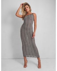 Public Desire - Kaiia Knitted One Shoulder Maxi Dress Black And White Stripe - Lyst