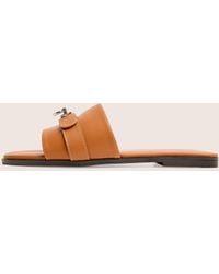 Public Desire - Radiance Wide Fit Brown Buckle Trim Flat Sandals - Lyst