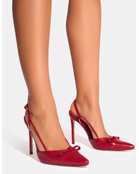 Public Desire - Ginni Red Bow Detail Sling Back Court Heels - Lyst