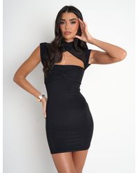 Public Desire - Mesh Sleeve Detail Mini Dress Black - Lyst
