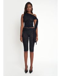 Public Desire - Knot Detail Tie Side Leopard Devore Capri Pants Black - Lyst