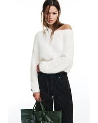 Pull&Bear - Asymmetric Faux Fur Sweater - Lyst