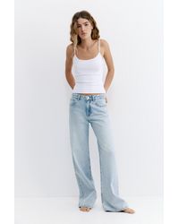 Pull&Bear - Straight-Leg Baggy Jeans With Rhinestones - Lyst