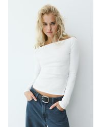 Pull&Bear - Fitted Straight Neckline T-Shirt - Lyst