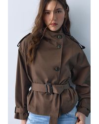 Pull&Bear - Short High Neck Trench Coat - Lyst