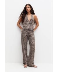 Pull&Bear - Straight-Fit Leopard Print Trousers - Lyst