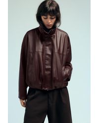 Pull&Bear - Leather-Effect Balloon Jacket - Lyst
