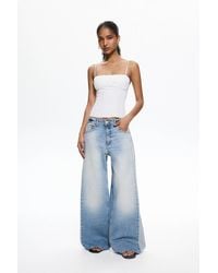 Pull&Bear - Wide-Leg-Jeans Mit Zierfalten - Lyst