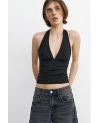 Pull&Bear - Haltertop Met Plooien - Lyst