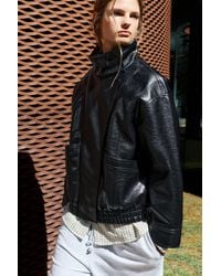 Pull&Bear - Leather Effect High Neck Jacket - Lyst