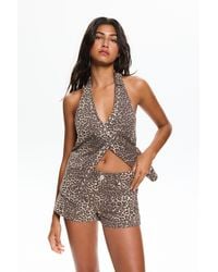 Pull&Bear - Leoparden-Shorts Mit Nieten - Lyst