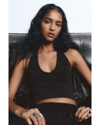 Pull&Bear - Shimmery Fabric Halter Top - Lyst