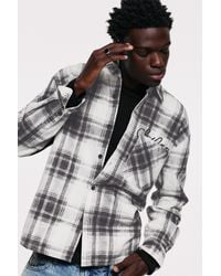 Pull&Bear - Long Sleeve Embroidered Check Shirt - Lyst