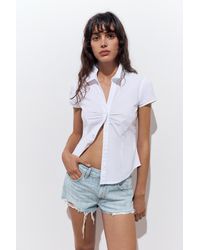 Pull&Bear - Mini Ripped Denim Shorts - Lyst