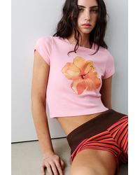 Pull&Bear - Floral Graphic T-Shirt - Lyst