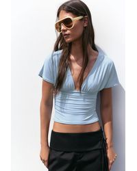 Pull&Bear - Gathered V-Neck Top - Lyst